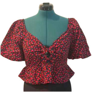 Band of the Free LA strawberry print cropped top Size M 4-8